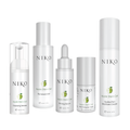 All five products of  of the Apple Stem Cell skincare line on a white background