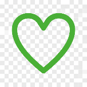 Green heart shape on a transparent background