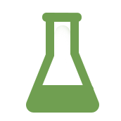 Green beaker icon on a white background